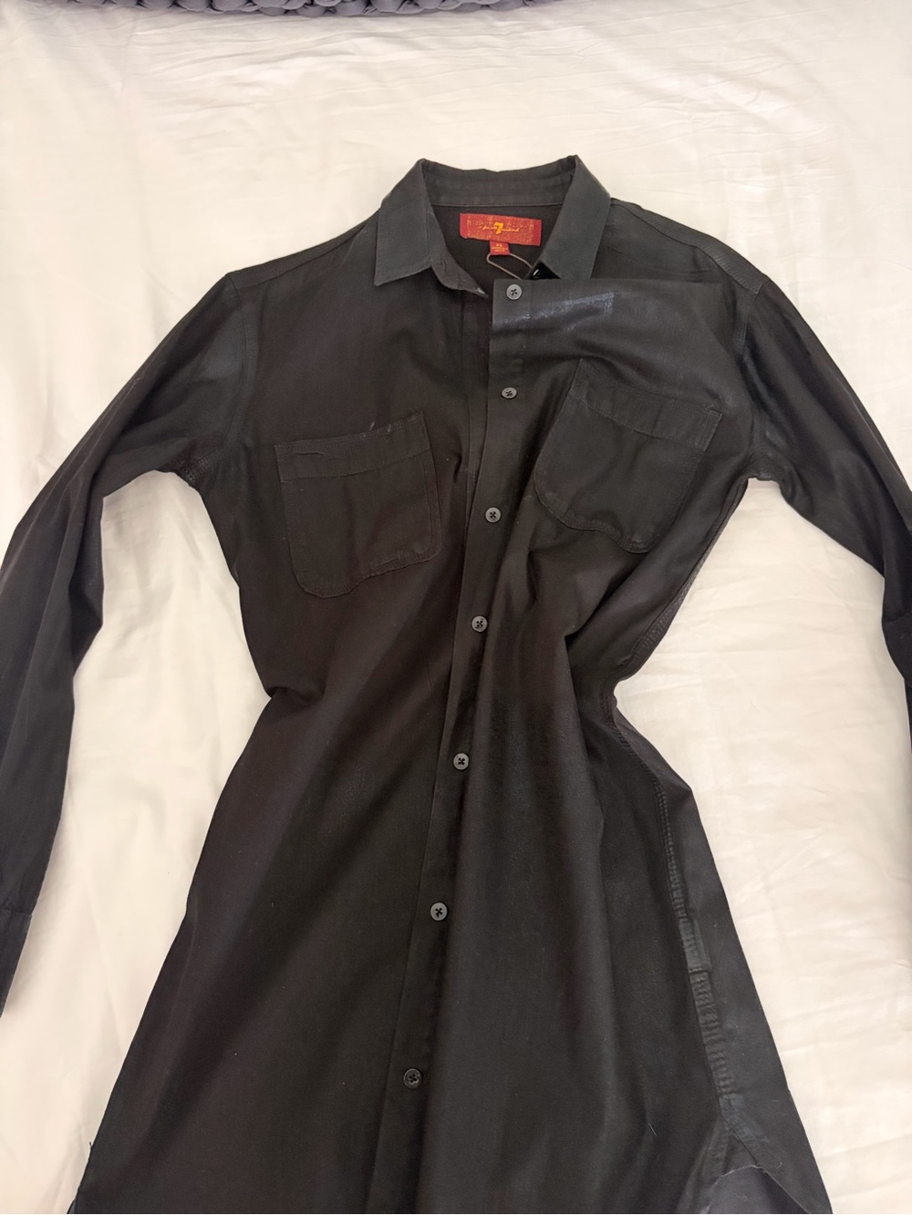 Black Button-Up Shirt dress - sexy leathery finish